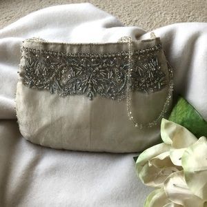 Beaded cream evening bag